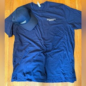 JEFFERSONS BOURBON WHISKEY Navy Blue Men's 2XL T Shirt & Hat Bundle